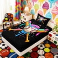thumbnail image 5 of Erosebridal Colorful Drippy Baseball Bat Print Twin Sheet Sets, Fun Sports Bedding for Kids Boys and Girls, 1 Flat Sheet, 1 Fitted Sheet and 1 Pillowcase, 5 of 6