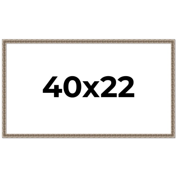 40x22 Frame Silver Versailles Ornate Solid Wood Picture Frame | 1 Inch Moulding Width | Interior