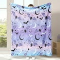 thumbnail image 7 of Bat Throw Blanket Halloween Decor - Soft Plush Purple Cozy Blanket for Couch Sofa Living Room Lightweight All Season Travel Blanket for Women Men Adults Flannel Decorative Throw, 7 of 7