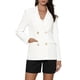 thumbnail image 1 of CHAQUETA CHIC para Mujeres con Solapa Notch, Blazer Doble Botonadura con Hombros Acolchados, S Blanco-Sólido, 1 of 6
