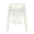 thumbnail image 5 of adviicd Womens Bodycon Crop Top Long Sleeve Y2K Slim Fitting Tops Backless Ribbed Knit Tee Shirts Streetwear (White, M), 5 of 5