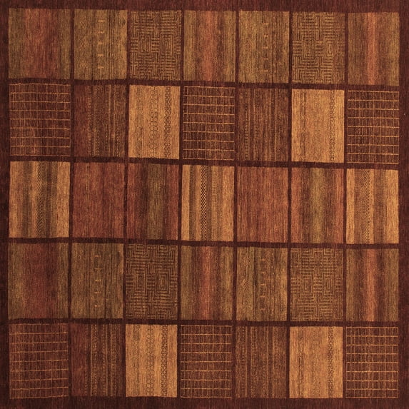 Ahgly Company Indoor Square Checkered Brown Modern Area Rugs, 4' Square