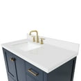 thumbnail image 6 of ARIEL Cambridge 43 Inch Midnight Blue Bathroom Vanity with Single Sink, Solid Wood, White Quartz Countertop, 1.5-Inch Edge, Left Rectangular Undermount Sink, 2 Soft Closing Doors, 5 Drawers, 6 of 10