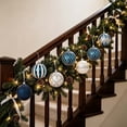 thumbnail image 6 of Champagne Blue Textured Christmas Ornament Set Shatterproof Printed Hanging Baubles for Christmas Tree Decor, 6 of 9