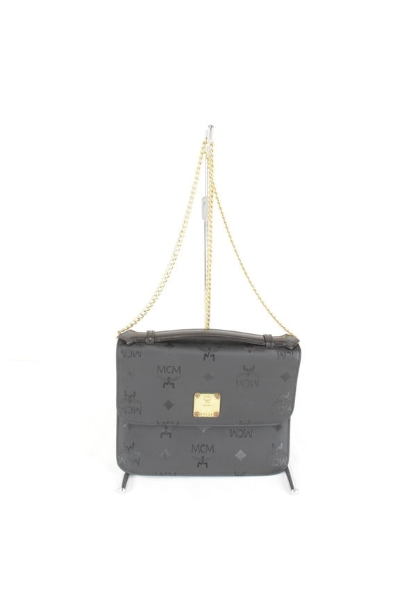 Pre-Owned MCM Visetos 2-way Chain Mini Shoulder Bag, 370g, Women's, Black