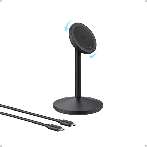 Anker MagGo iPhone 17 MagSafe Charger Compatible Stand, 15W Fast Magnetic Wireless Charging Station, Qi2 Certified 360° Wireless Charger, Magnetic Stand (No Adapter)