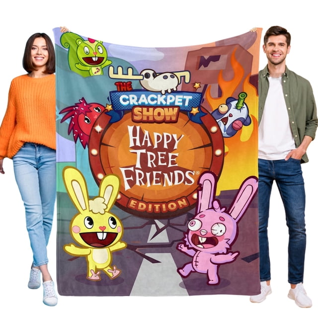 Happy Tree Friends anti-pilling, suave, ligera, esponjosa y acogedora de lujo para hogar y cocina – Perfecta para niños y adultos, 100 x 150 cm