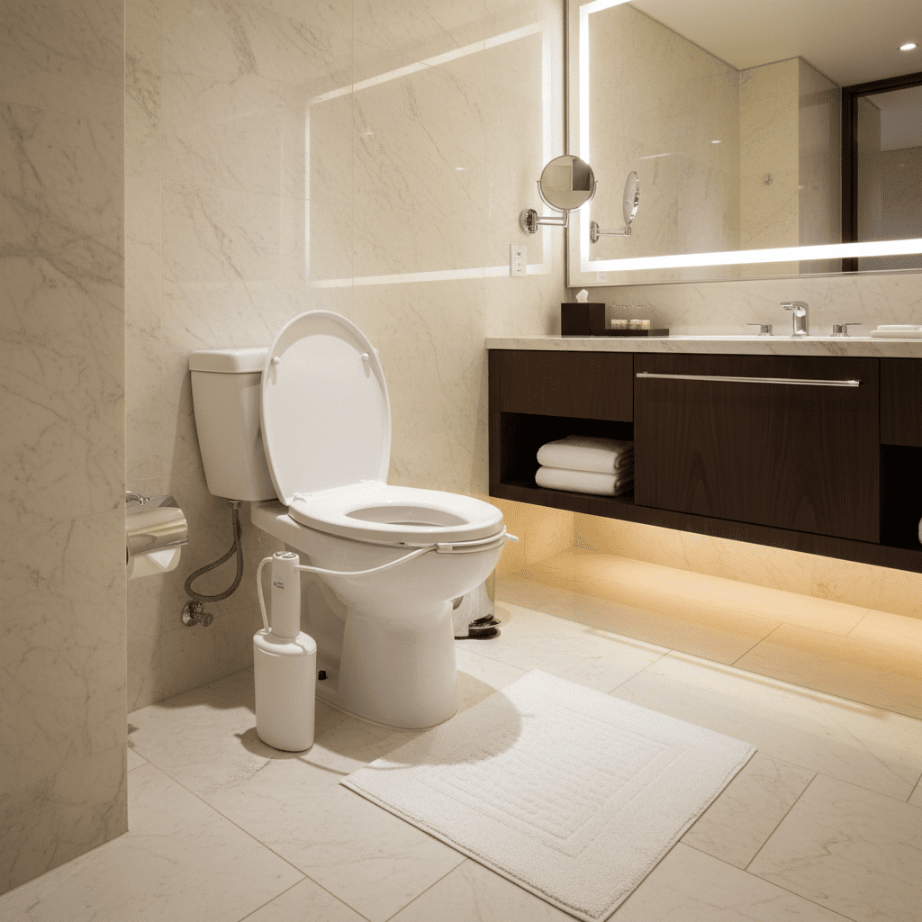 The Traveler by PortaBidets – Portable Rechargeable Travel Bidet | Mounts to Any Toilet | Compact Hygiene Kit for Hotels, Cruises & Gifts for Travelers