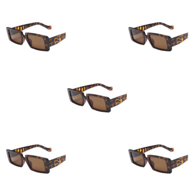kurtrusly Rectangular Lightweight Frame Protection For Fashionable Look PC Materials Eyeglasses Leopard print frame 5Set