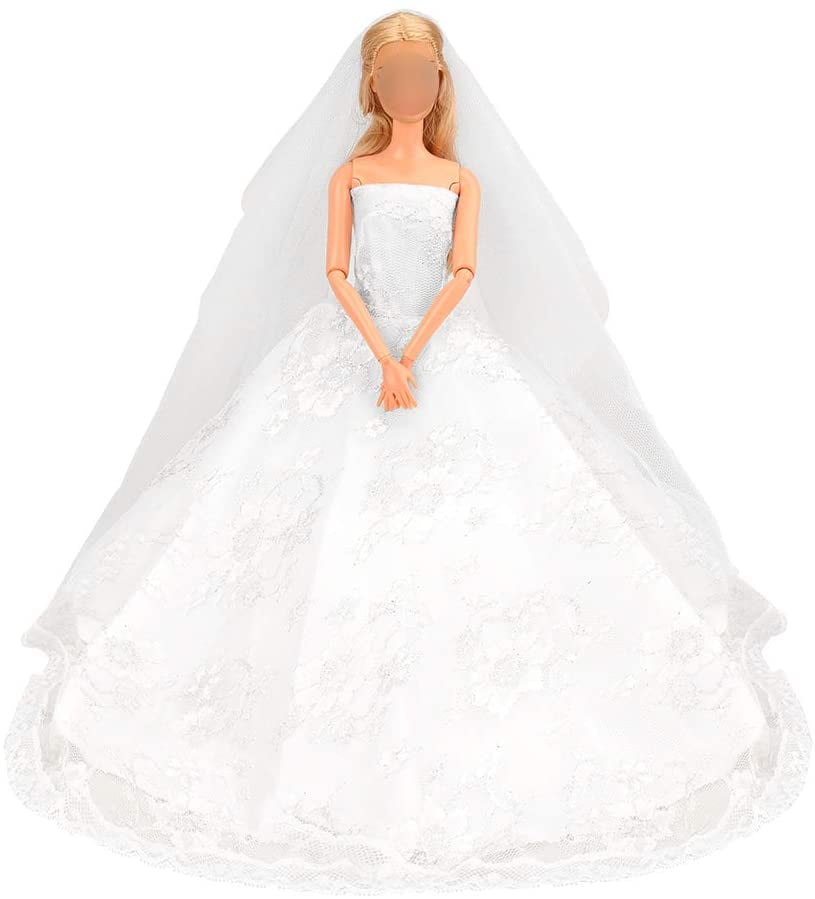 Nounita 1 White Wedding Dress with Veil and 1 Princess Evening Party Clothes Wears Gown Dress Outfit for 11.5 Inch Doll Nounita 1 White Wedding Dress with Veil and 1 Princess Evening Party Clothes Wears Gown Dress Outfit for 11.5 Inch Doll