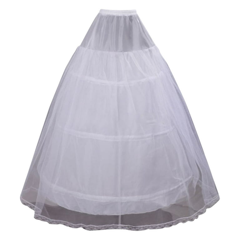 YUEHAO Skirts For Women Full Shape 3 Hoop Skirt Ball Gown Petticoat  Underskirt Slip For Wedding Dress (White)