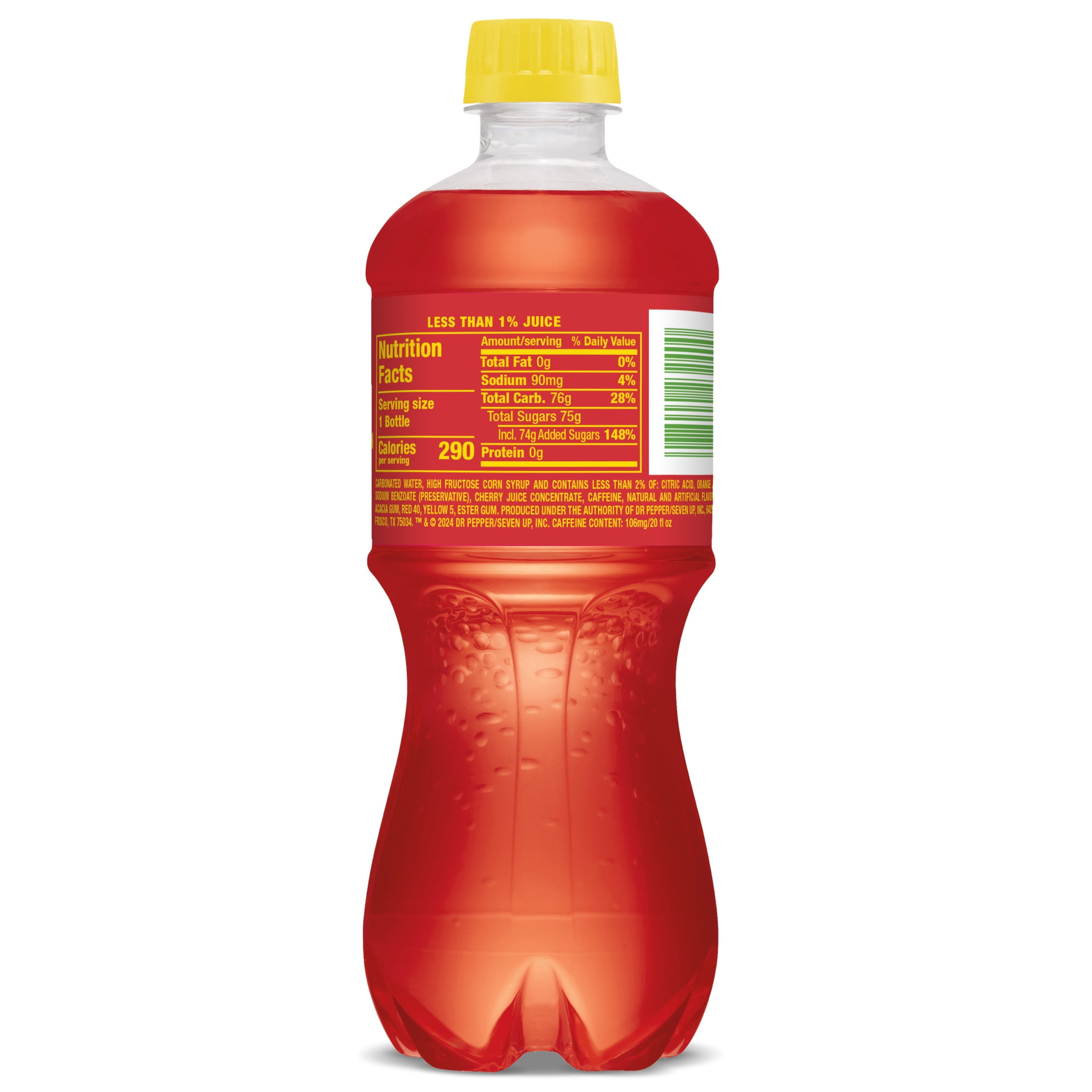 Sun Drop Cherry Lemon Citrus Soda Pop, 20 fl oz, Bottle