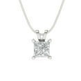 thumbnail image 3 of 0.5 ct Brilliant Princess Cut Solitaire Synthetic Moissanite 14k White Solid Gold Everyday Affordable Designer Necklace Pendant with 18" Chain, 3 of 6