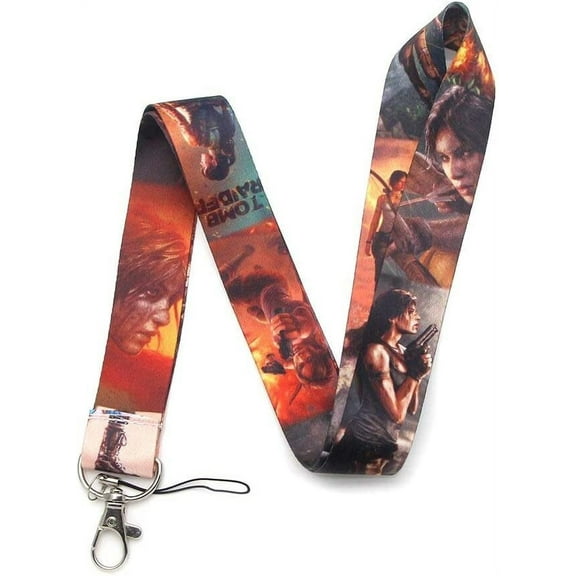 Anime Source Tomb Raider PS4 Version Lara Croft Character Lanyard Keychain ID Badge Holder