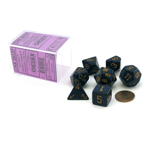 Chessex Polyhedral 7-Die Dice Set - Speckled Golden Cobalt #25337