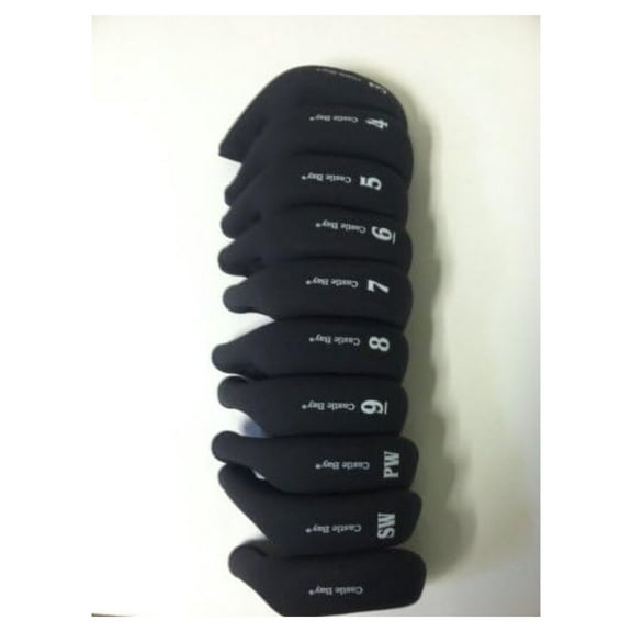 Bay Softtex Iron Covers Left Handed - 3-SW   1 Set - Rubber Golf Club Head Protection - US Made - Sporting Goods black One Size