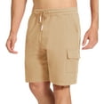 thumbnail image 5 of Satankud Men's Casual Cargo Shorts Classic Relaxed Drawstring Stretch Elastic Waist Beach Shorts with 5 Pockets Khaki-38, 5 of 6