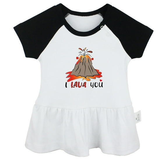 I Lava You Funny Dresses For Baby, Newborn Babies Skirts, Infant Princess Dress, 0-24M Kids Graphic Clothes (Black Raglan Dresses, 18-24 Months)