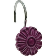 Elegant Home Resin Hooks Purple Flower Design, 12