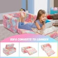 thumbnail image 4 of Kids Couch Toddler Chair Folding, Soft Couch 2 in 1 Kids Sofa Glow in The Dark Couch, Gifts Sleeper for Girls Boys - Pink Unicorn, 4 of 7