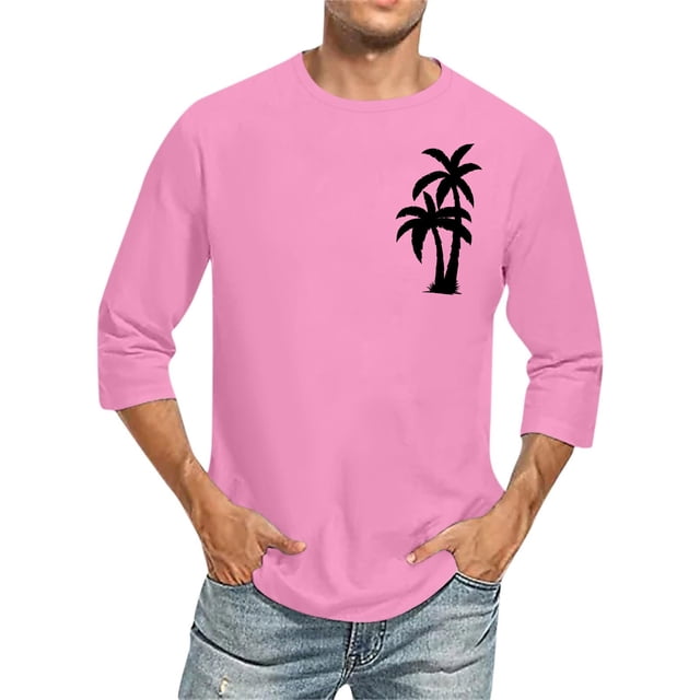 Birdeem Chemises pour Hommes Imprimé Col Rond Mode Décontractée Manches Courtes Blouses