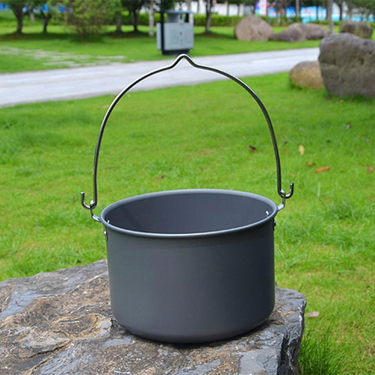 Lightweight Universal Aluminum Alloy Camping Hanging Pot Tableware Pot  Convenient Campfire Pot with Lid Camping Equipment