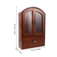thumbnail image 2 of FONWILYO Desktop Storage Cabinet Coffee Wood with Glass Doors and Convenient Drawer, 2 of 6