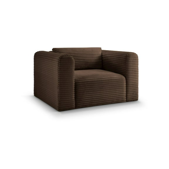 Meridian Furniture Shaggy Brown Corduroy Performance Fabric Arm Chair