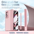 thumbnail image 5 of MonsDirect for 7.6 inch Samsung Galaxy Z Fold 4 5G 2022 Case with S Pen & S Pen Holder, Two Hinge Protection Plating Frame PC Cover, Shell Membrane Integrated Case with Stand & Lens Protection, Pink, 5 of 7