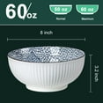 thumbnail image 2 of Large Soup Bowls, Pho & Ramen Set of 3, 60 oz Blue & White Porcelain - Leaf Pattern, 2 of 9