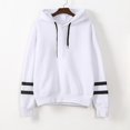 thumbnail image 4 of Otoño Invierno Mujeres con capucha suéter mangas largas contraste rayas Casual sudaderas sueltas Top Abanopi Blanco/M, 4 of 6