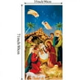 thumbnail image 3 of 1pc, Birth Of Jesus Door Cover Christmas Night Manger Nativity Scene Door Banner Large Religious Christmas Backdrop Decoration Manger Scene Religious Blue Banner Jesus Nativity Backdrop 71x35inch, 3 of 5
