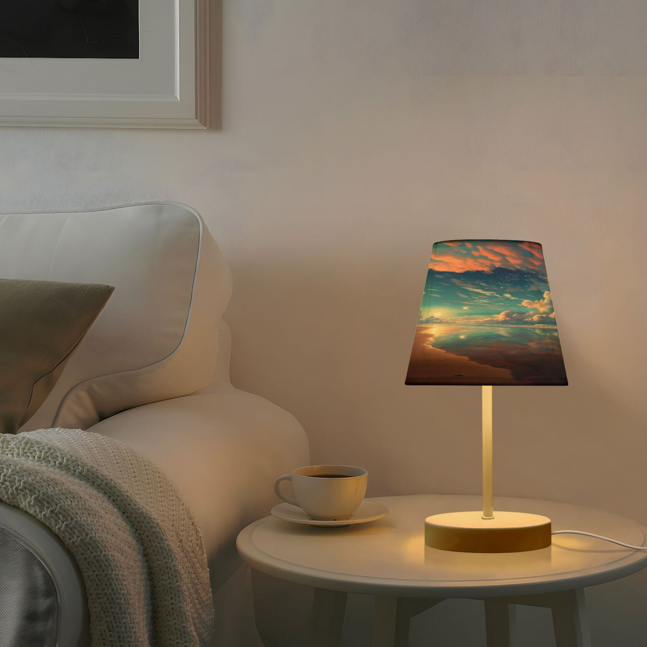 Beach Sea Sun Desk Lamp LED Table Nightstand Lamps with 3 Color Temperatures for Home Bedroom Living Room Decor 8x12