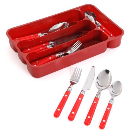 

24 Piece Casual Living Flatware Set Red