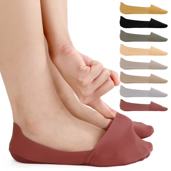 Bocaoying 8 Pairs Women No Show Socks, No See Invisible Low Cut Flat Socks with Ice Silk, Cotton Sole, Silicone Heel (Size 5-8)