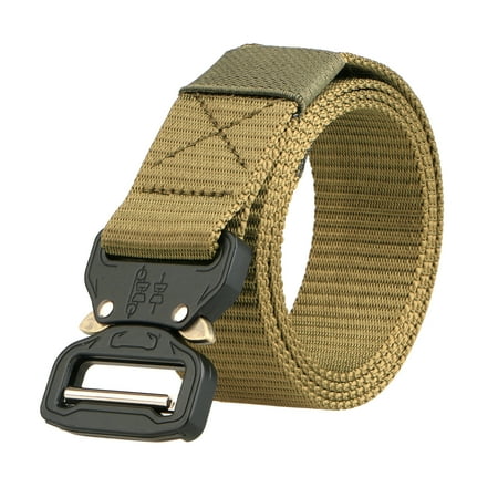 TSV Mens Tactical Belt, Military Style Webbing Riggers Web Belt Heavy-Duty Quick-Release Metal