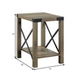 thumbnail image 5 of Eli 22 Inch Wood End Table Metal Brackets Cross Bars Rustic Oak Brown - Saltoro Sherpi, 5 of 6