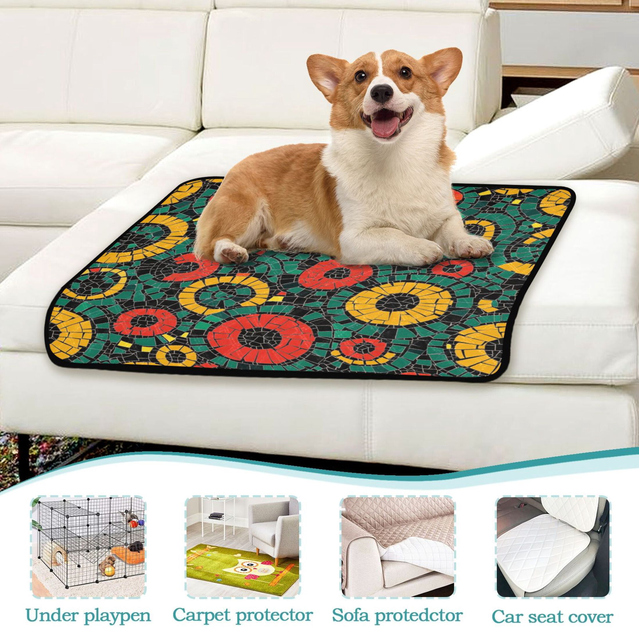 Qxltty Geometric Circle Figure Cat litter Pads Pet Set of 3 Diaper Mats Center Anti-leakage Layer Absorbent Soft and Comfortable