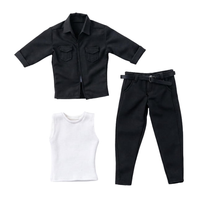 arctrm 1/12 Action Figure Clothes Set, Work Shirt Model, Cosplay Accessories, Miniature Black