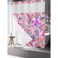 thumbnail image 3 of No Hook Shower Curtain with Snap-in Liner, Spring Floral Waterproof Fabric Bathroom Curtains, Retro Watercolor Flowers Leaves Plants Purple Bath Curtains & Mesh Top Window 66"x72", 3 of 9
