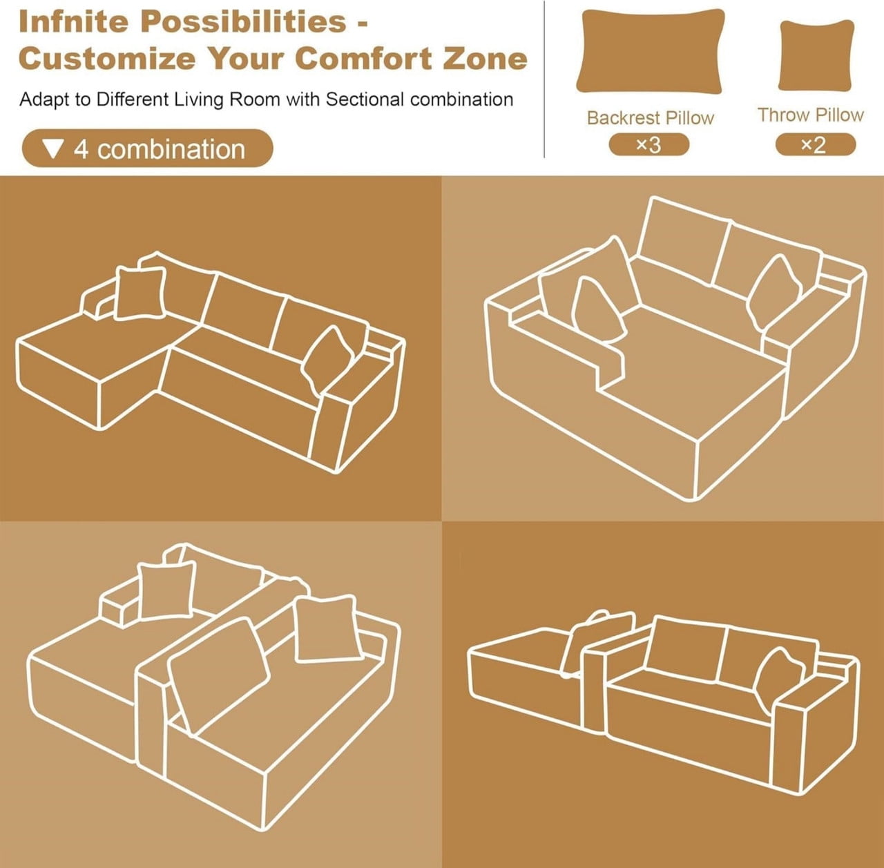 94" Modular Sectional Sofa, Modern Corduroy Cloud Couch with Side Pockets, Boneless Couch Upholstered 3-Seater L-Shaped Sofa for Living Room, Left Facing Chaise