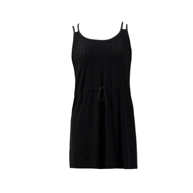 Ropa Playa Ocean Pacific para Mujer Vestido Eyelet Sin Manga Tirante Cruzado Negro Talla M