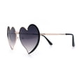 thumbnail image 6 of Womens Retro Bubbly Heart Shape Metal Rim Sunglasses Gold Black - Smoke, 6 of 8