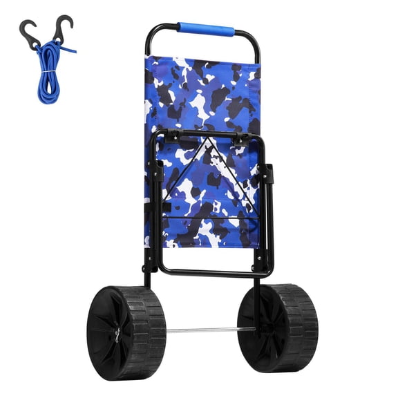 Heavy Duty Foldable Beach Trolley Cart with 10 Inch Large Solid PE Wheels 15.4x15.7 Inch Platform 69 Pounds Capacity for Picnic Camping Fishing Beach Gardening