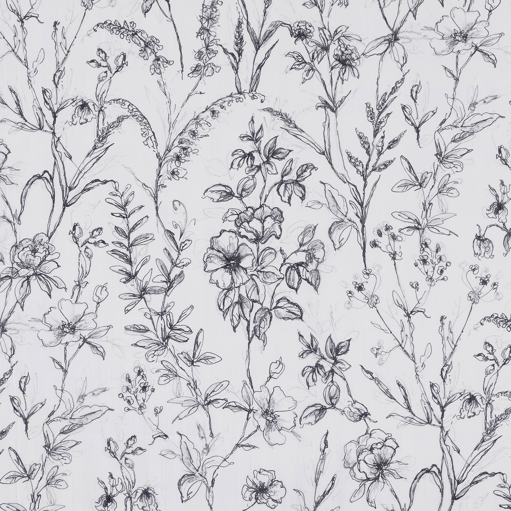 No. 918 Ambree Vintage Floral Sheer Rod Pocket Curtain Panel, 51"x84", Black/White