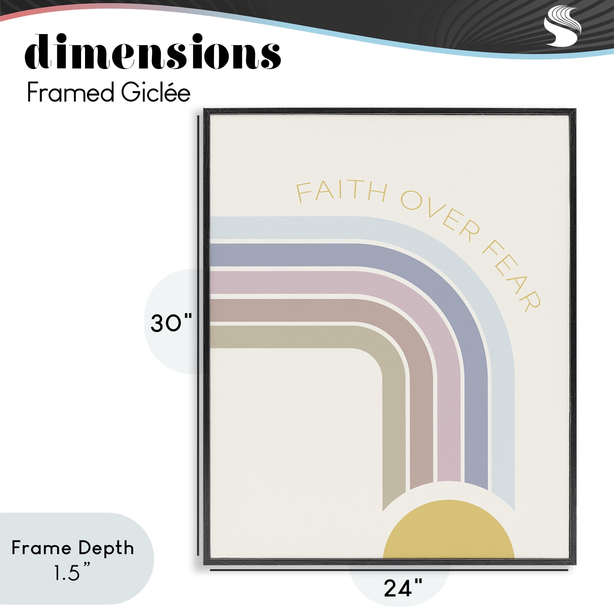 Stupell Industries Faith Over Fear Rainbow Black Framed Giclee Art, design by SD Graphics Studio
