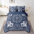 thumbnail image 2 of Homewish Vintage Damask Floral 7pcs Bedding Comforter Set,Boho Style Queen Bedding Sets,Blue White Queen Sheet Sets For Adults,Breathable Bedroom Decorative Reversible, 2 of 8