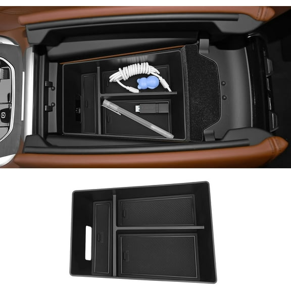 Center Console Organizer Tray Compatible with BMW 2019-2025 X5 G05 / X7 G07 & 2020-2025 X6 G06 Accessories Armrest Storage Box ABS Console Insert Tray Container