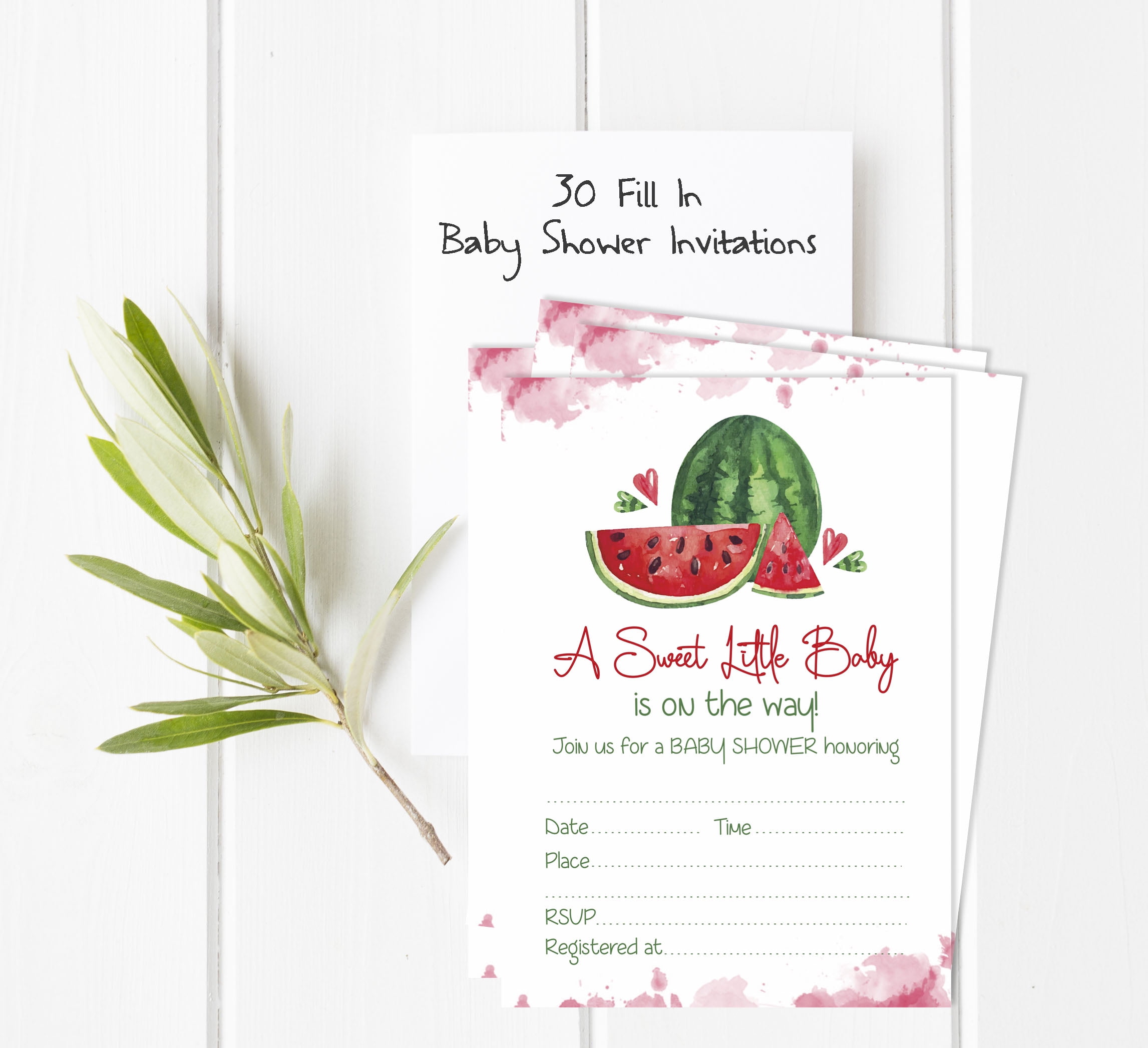 Inkdotpot 30gender Neutral Baby Shower Invitation Cards Watermelon Fill In Blank Invites Walmart Com