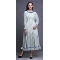 thumbnail image 2 of Bimba Robe Maxi à Volants pour Femmes, Teinture sur Nœuds, Manches Bishop, Col Rond, Taille Smockée - Petit, 2 of 5